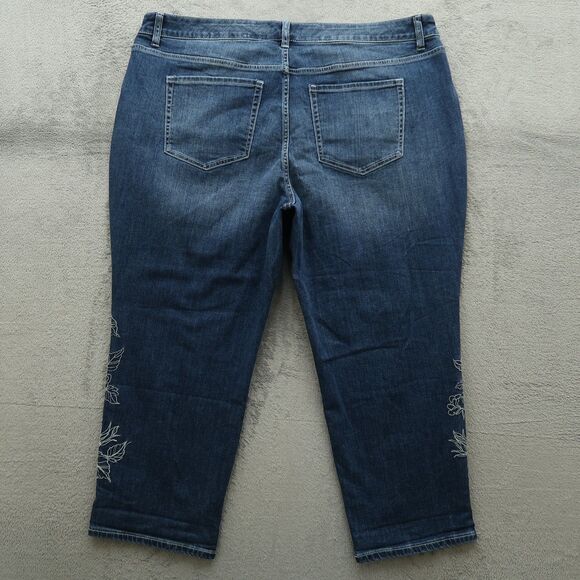 Lane Bryant Jeans Womens Size 20 Blue Mid-Rise Flex Girlfriend Crop 24.5" Inseam - Picture 12 of 16